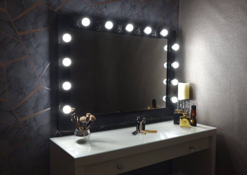 Hollywood Sparkle Mirror 42"x30" - Black
