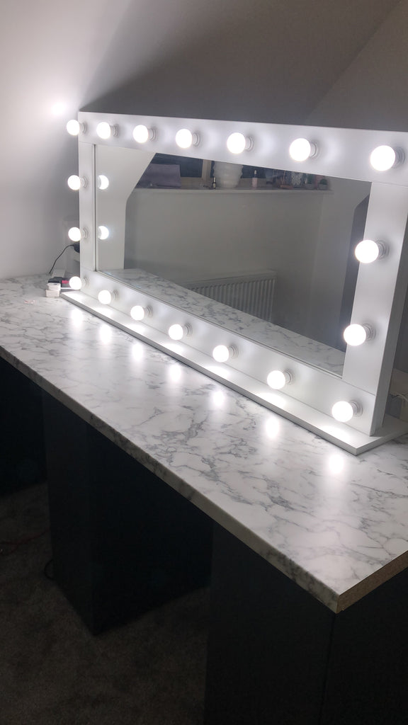 Hollywood Mirror 55"x26" With Stand - White